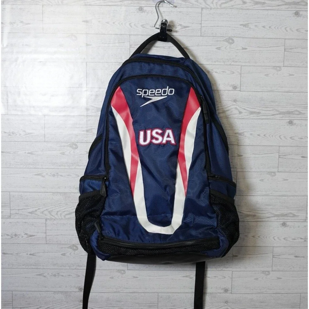 Speedo USA Gold Medalist Swim Large 35L  Backpack Book Bag Red White Blue